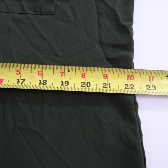 Wishful Park Green Popover Blouse Women Size XL Polyester Roll Tab Sleeve Pocket - Picture 8 of 10